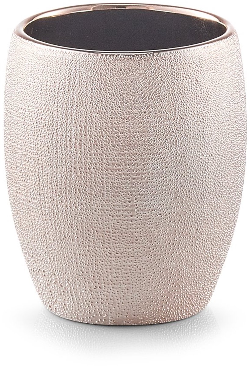 Tandenborstelbeker glitter, steengoed, goud, ca. 8,1 x 8,1 x 9,8 cm.