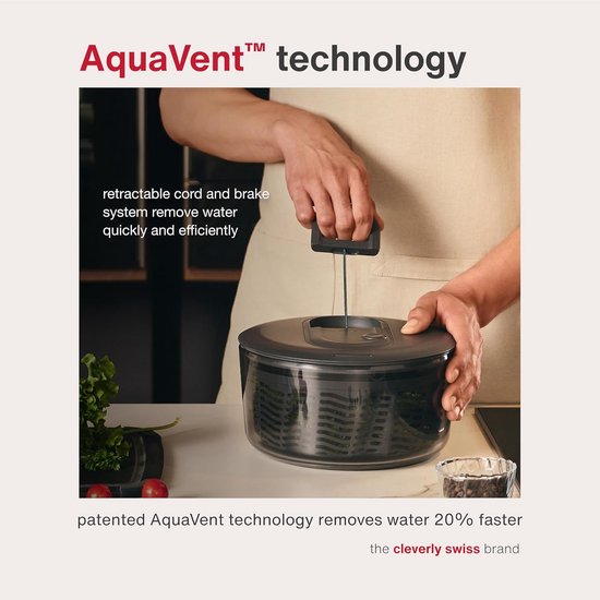 Salade Droger - Groente centrifuge - Snelle saladebereiding - AquaVent technologie - Klein formaat - Aqua — afbeelding 4