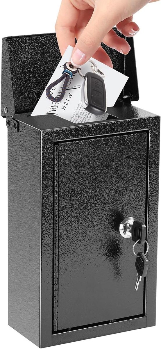 Wandmontage Sleutelkluis - Brievenbus met slot - Veilig opbergen - Dubbel slot mechanisme - 248 cm hoog - Zwart