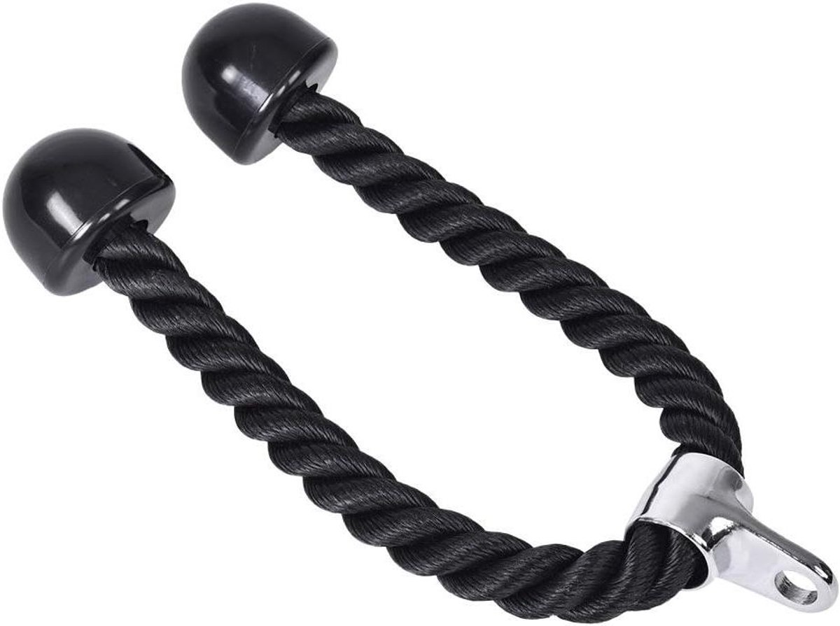 Triceps Kabel Bevestiging - Fitness Touw - Spieropbouw - Verbetert Grip - 66 cm - Zwart