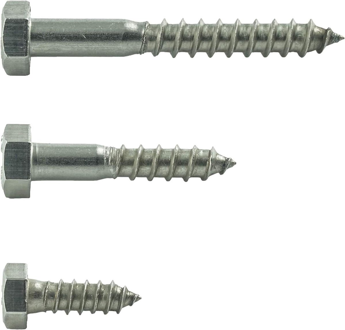 Houtschroeven Zeskantkop - Sleutelbouten Roestvrijstaal - Stevig Bevestigen - Roestbestendig A2 Staal - 8 x 180 mm 50 stuks - Zilver
