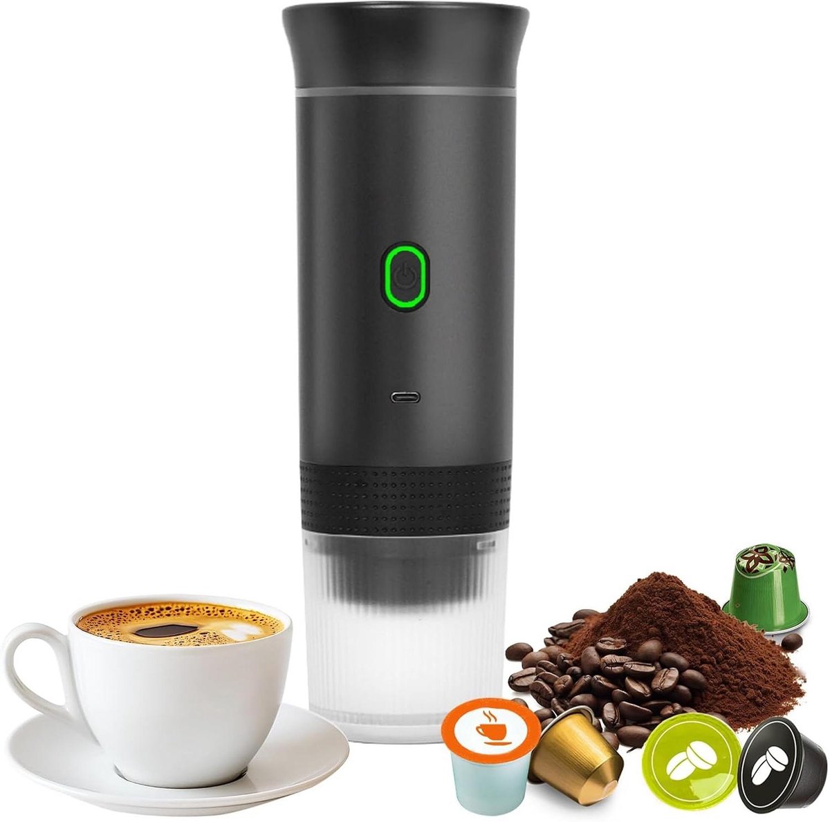 Draagbare Espressomachine - Reis Koffiezetter - Overal Koffie Maken - 3-in-1 Capsule & Grond