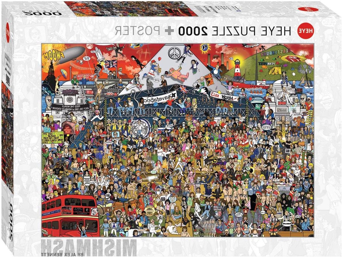 Muziek Geschiedenis Puzzel - Legpuzzel Britse Muziek - Ontspannend Leggen - FSC-gecertificeerd Hout - 966 x 688 cm - Geel