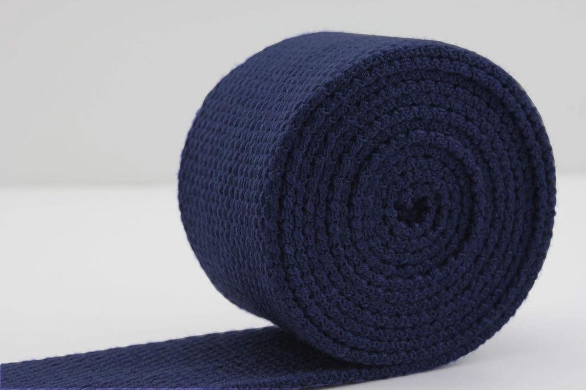 Polyester Katoen Singelband - Band Materiaal - Tassen Maken - Zwaar Gewicht - 38mm 5 Yards - Diep Blauw
