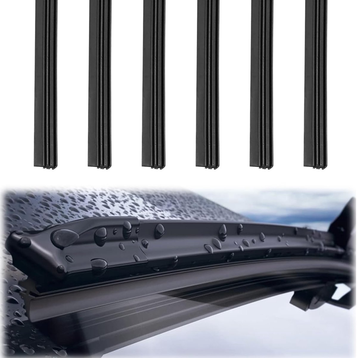 6 stuks 60 cm reserverubbers voor ruitenwissers, ruitenwisserrubbers, navullingen voor universele wisserbladen