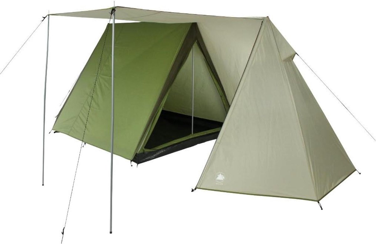 Huistent 3 Personen - Kampeertent Familietent - Outdoor Kamperen - Waterdicht 3000mm - 470x220x170 cm - Groen Grijs