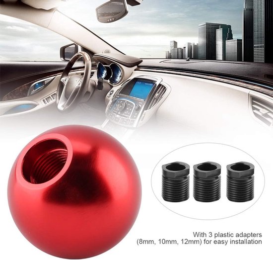 Schakelknop Auto - Versnellingspookkop Handmatig - Versnellingen Wisselen - Universele Handmatige Montage - Ronde Bal Vorm - Rood — afbeelding 5