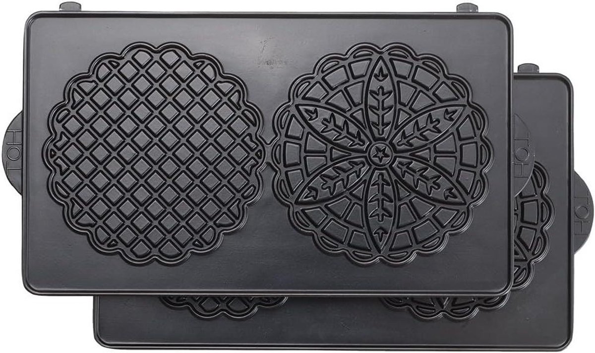 Pizzelle IJzers - Wafelmakers Koekjes - Kleine Koekjes Bakken - Set van Twee - 15.4 x 27.4 cm - Zilver