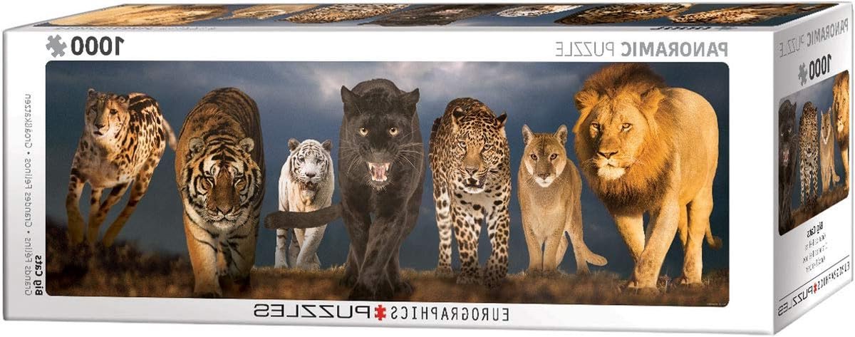 Panoramische Puzzel 1000 Stukjes Grote Katten - Uitgestrekt Dierenrijk
