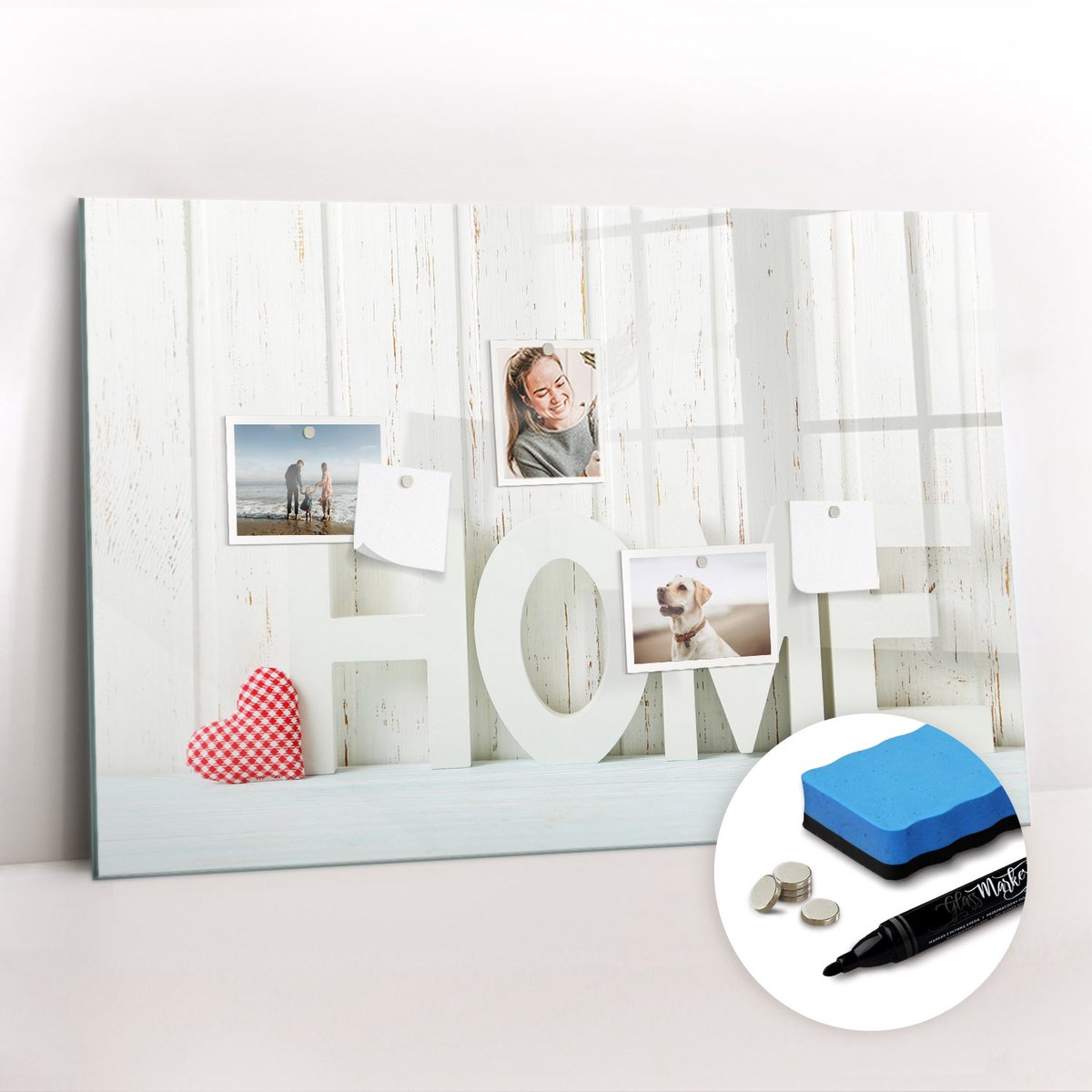 Tulup Whitebord - Decoratief huisnaambord - 90 x 60 cm - Wit Memo Bord - Gratis 5 Sterke Magneten + Whiteboard Marker & Wisser - Decoratief Magnetisch Bord - Magneetbord Foto - Inspiratiebord Kantoor