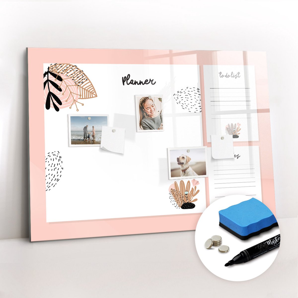 Tulup Whitebord - Planner notitieboek - 100 x 70 cm - Wit Magneetbord Muur - Gratis 5 Sterke Magneten + Whiteboard Marker & Wisser - Design Memobord - Memobord Magnetisch - Productiviteit Tools