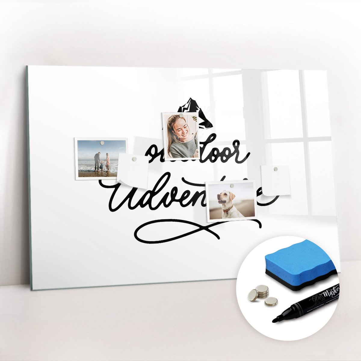 Tulup Whitebord - Buitenavontuurbos - 90 x 60 cm - Wit Magnetische borden voor reismagneten - Gratis 5 Sterke Magneten + Whiteboard Marker & Wisser - Industrieel Wandbord - Magneetbord Foto - Productiviteit Tools