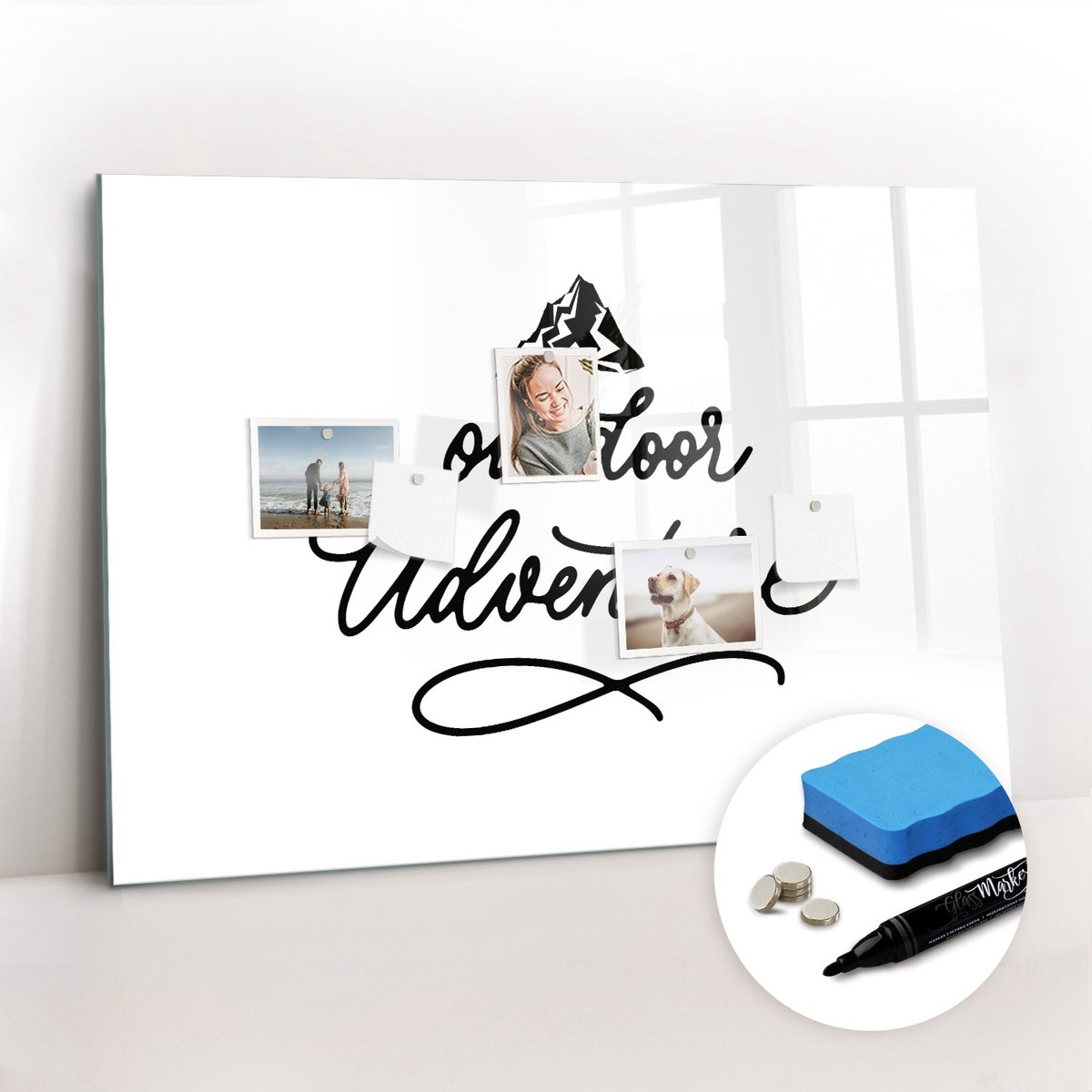Tulup Whitebord - Buitenavontuurbos - 100 x 70 cm - Wit Magneetborden voor vakantiemagneten - Gratis 5 Sterke Magneten + Whiteboard Marker & Wisser - Decoratief Magnetisch Bord - Magnetic Board - Productiviteit Tools