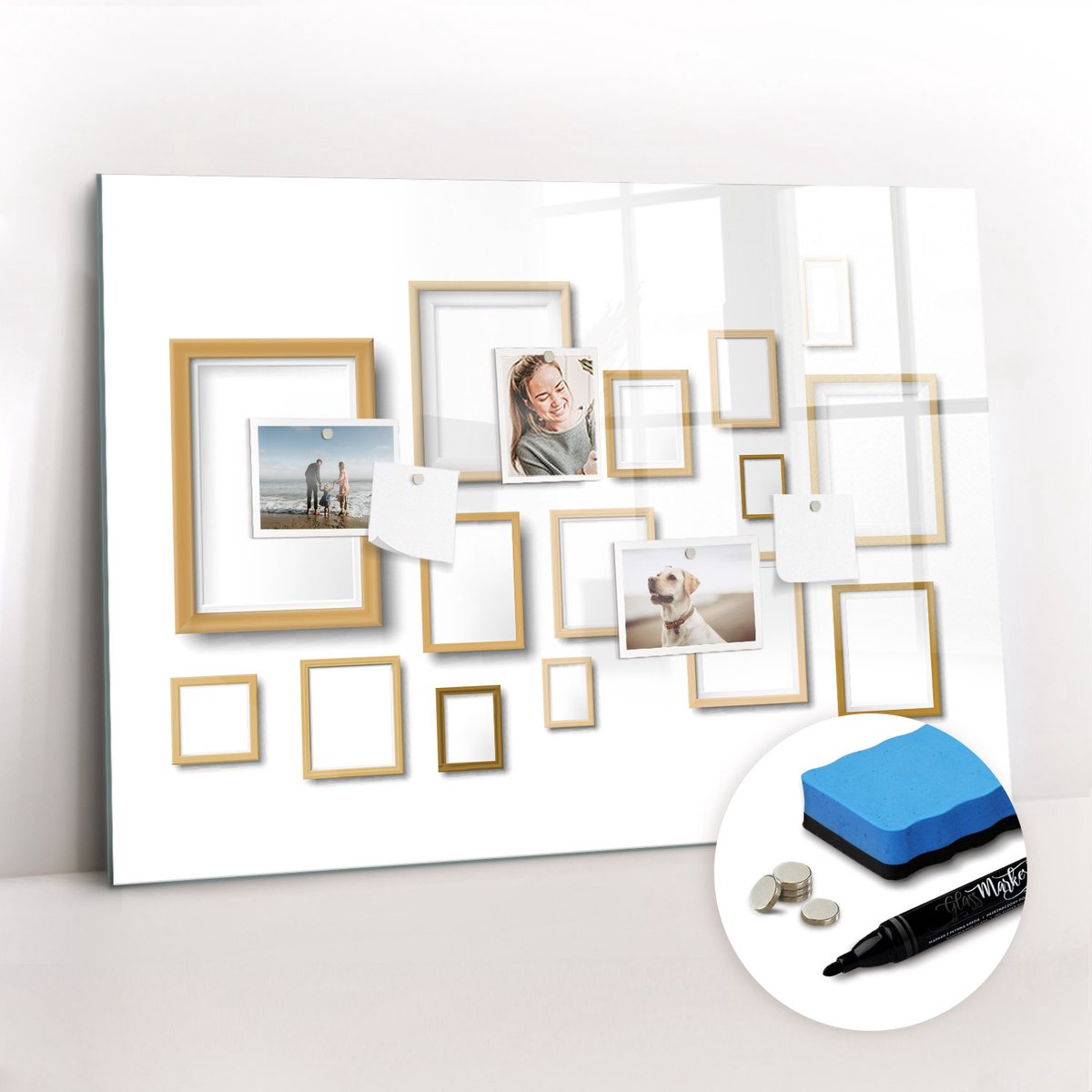 Tulup Whitebord - Houten frames - 100 x 70 cm - Bruin Magnetisch Wandbord - Gratis 5 Sterke Magneten + Whiteboard Marker & Wisser - Decoratief Magnetisch Bord - Magneetbord Keuken - Ideeënbord Thuiswerkplek