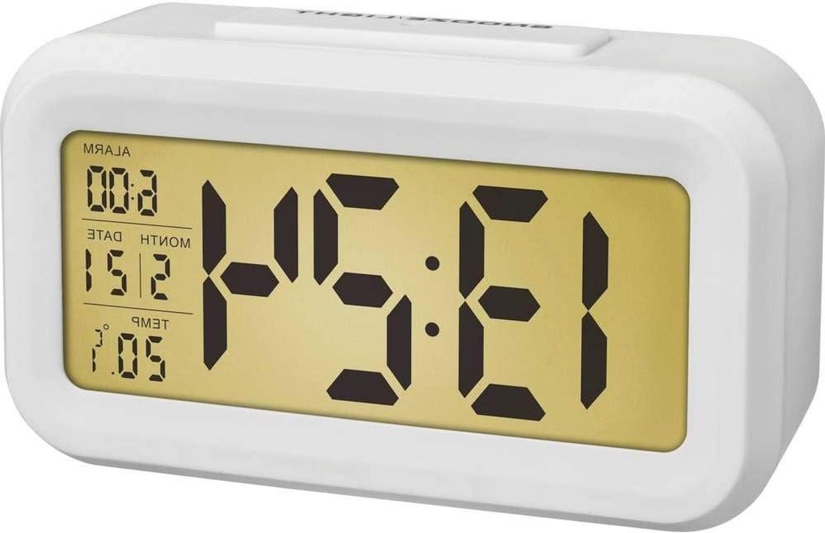 Digitale Wekker - Kwartswach - Rustig Wakker Worden - Automatische Nachtverlichting - 138 x 48 x 79 mm - Wit