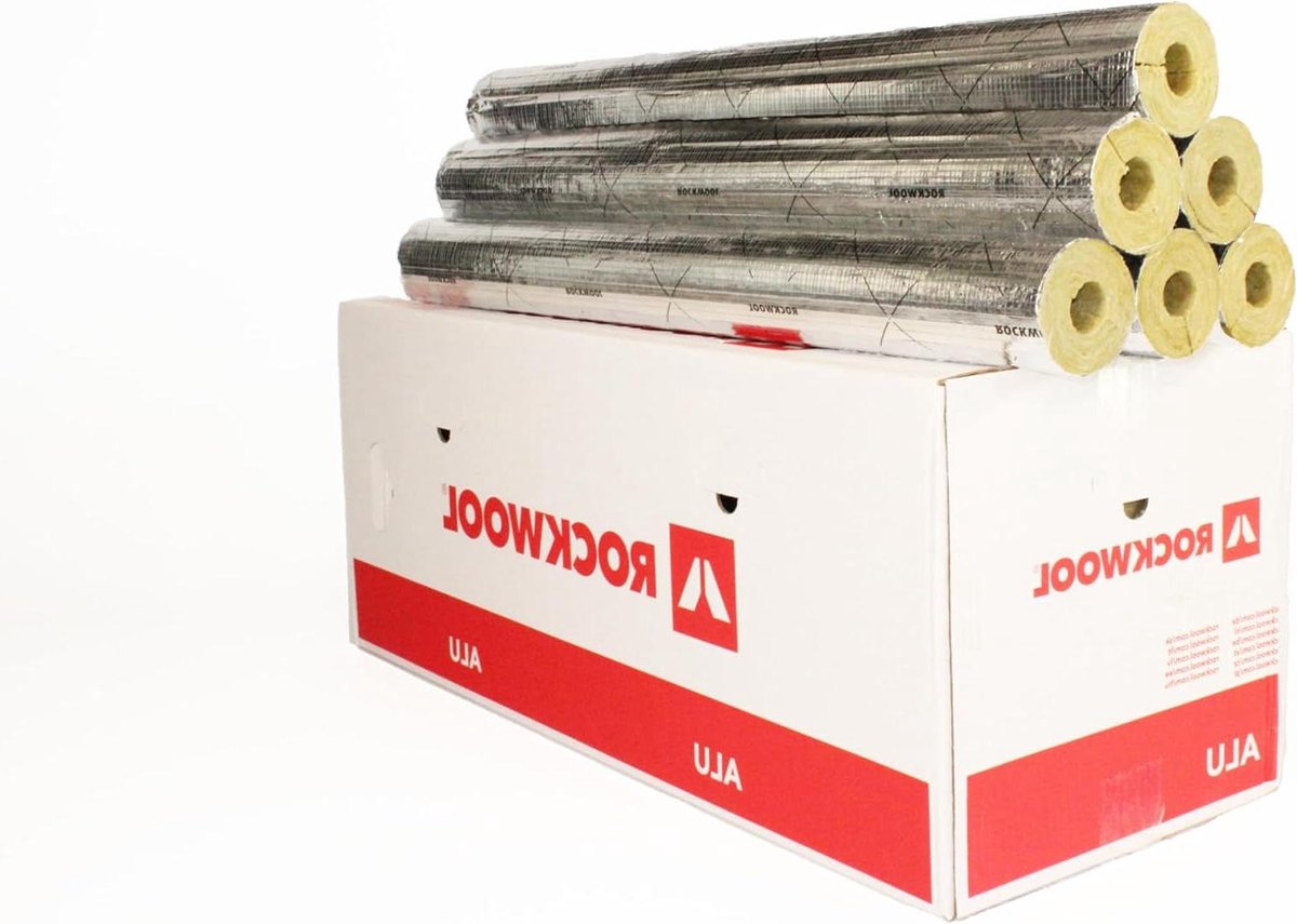 Pijp Isolatie - Steenwol Isolatie - Warmte Verliezen Voorkomen - Aluminium Gecoat - 25 meter - Zilver