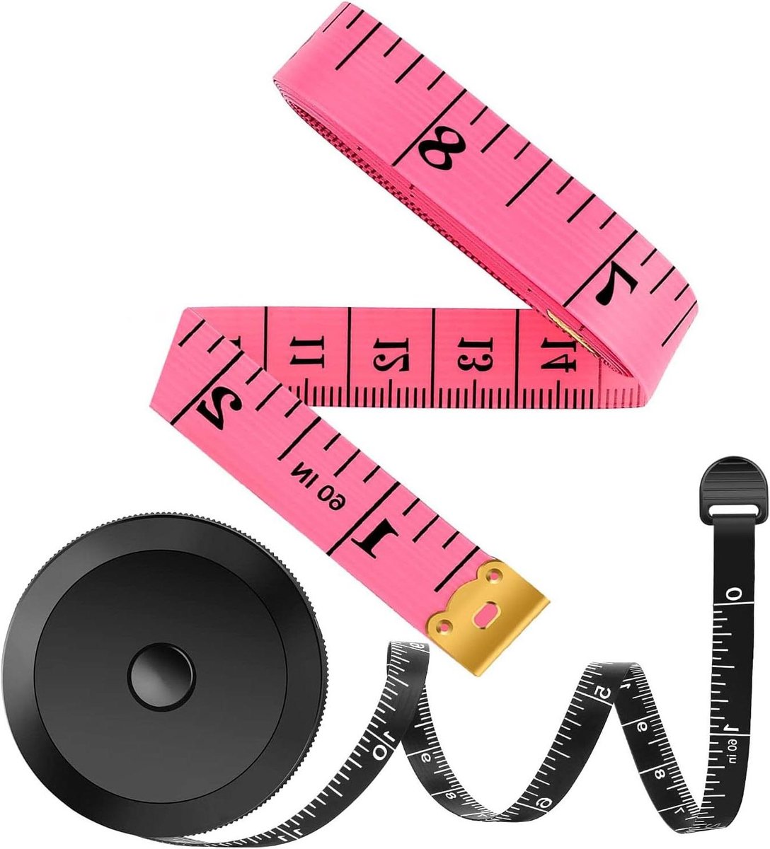 Meetlint Set - Zachte Linialen - Kleding Maken - Dubbele Weegschalen - 150 cm - Roze Zwart
