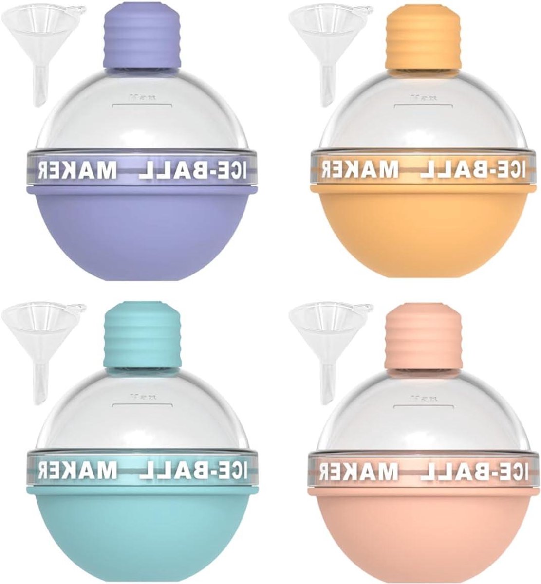 IJsbal Maker - IJsblokjes Vorm - Drankjes Koelen - Voedselkwaliteit Siliconen - 2.3 Inch Bollen - Paars Geel Roze Blauw