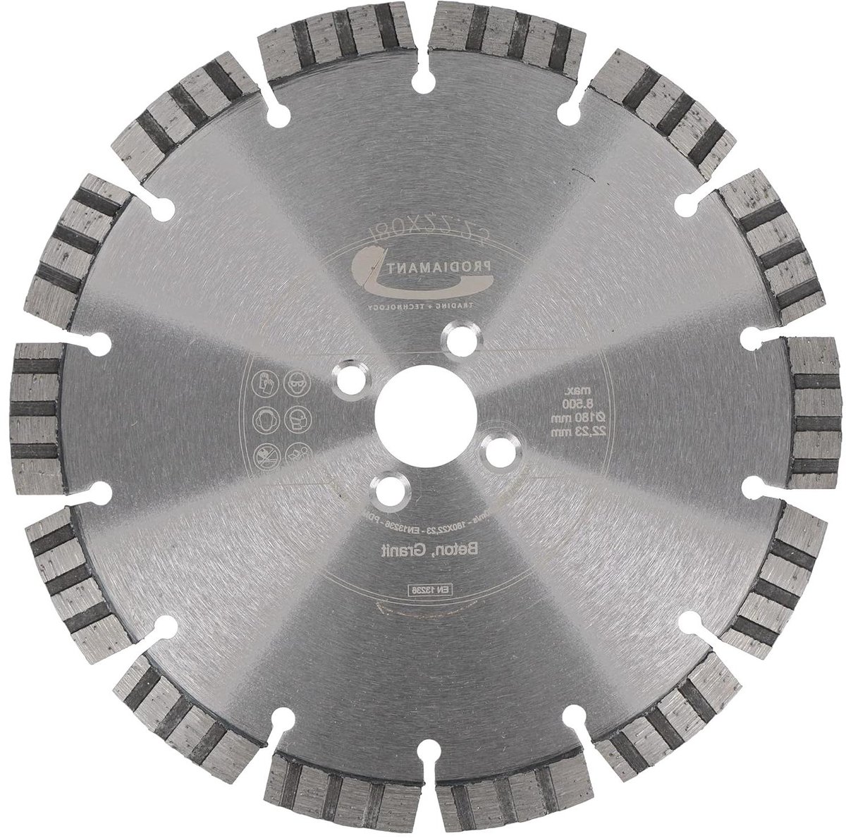 Diamantdoorslijpschijf Beton - Betonschijf Doorslijper - Raamfrezen Maken - Lasergelast Turbo Segment - 180 mm - Grijs