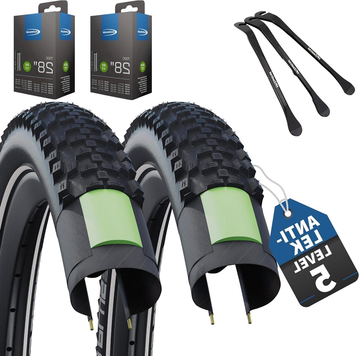 Fietsbanden Set - Banden en Binnenbanden - Fietsen en Toeren - Veelzijdig Profiel - 28 x 1.60 Inch - Zwart