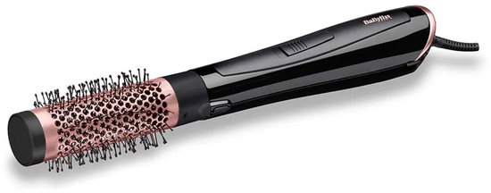 Zwarte BaByliss airstyler met koperkleurige keramische borstelkop, 38mm diameter.