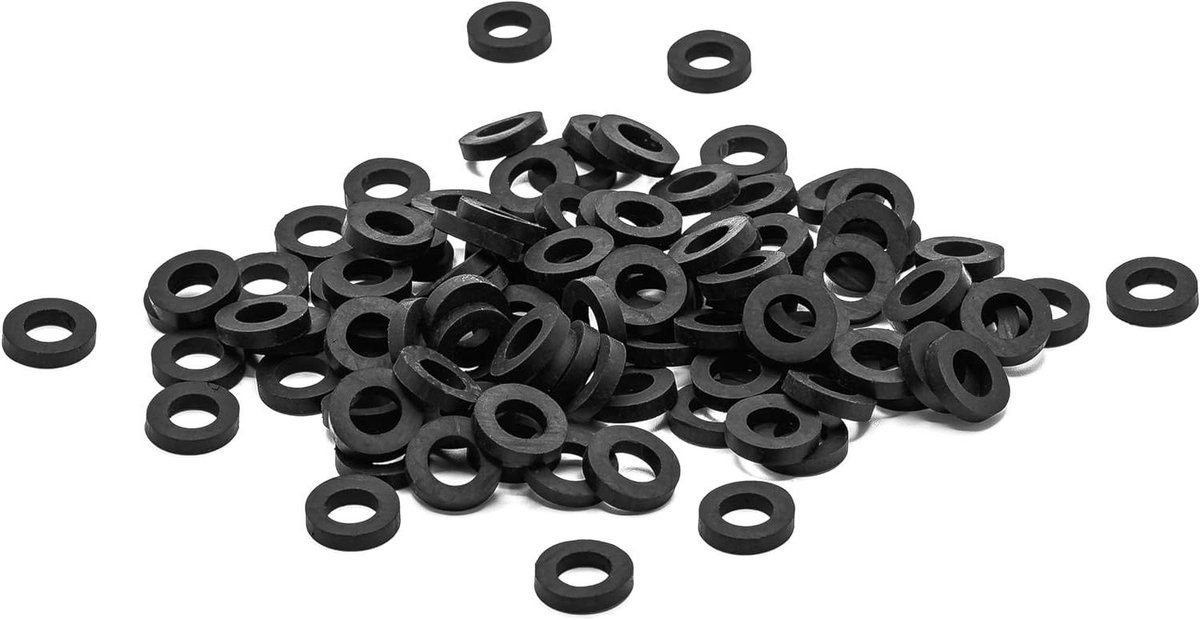 Platte Rubber Pakking - EPDM Ring - Waterdicht Afdichten - Hoge Temperatuurbestendig - 100 stuks - Zwart