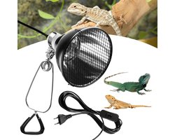 Reptielen Terrarium Lamp - Warmtelamp Terrarium - Dieren Verwarmen - Met Veiligheidskooi - 21 x 15 cm - Aluminium