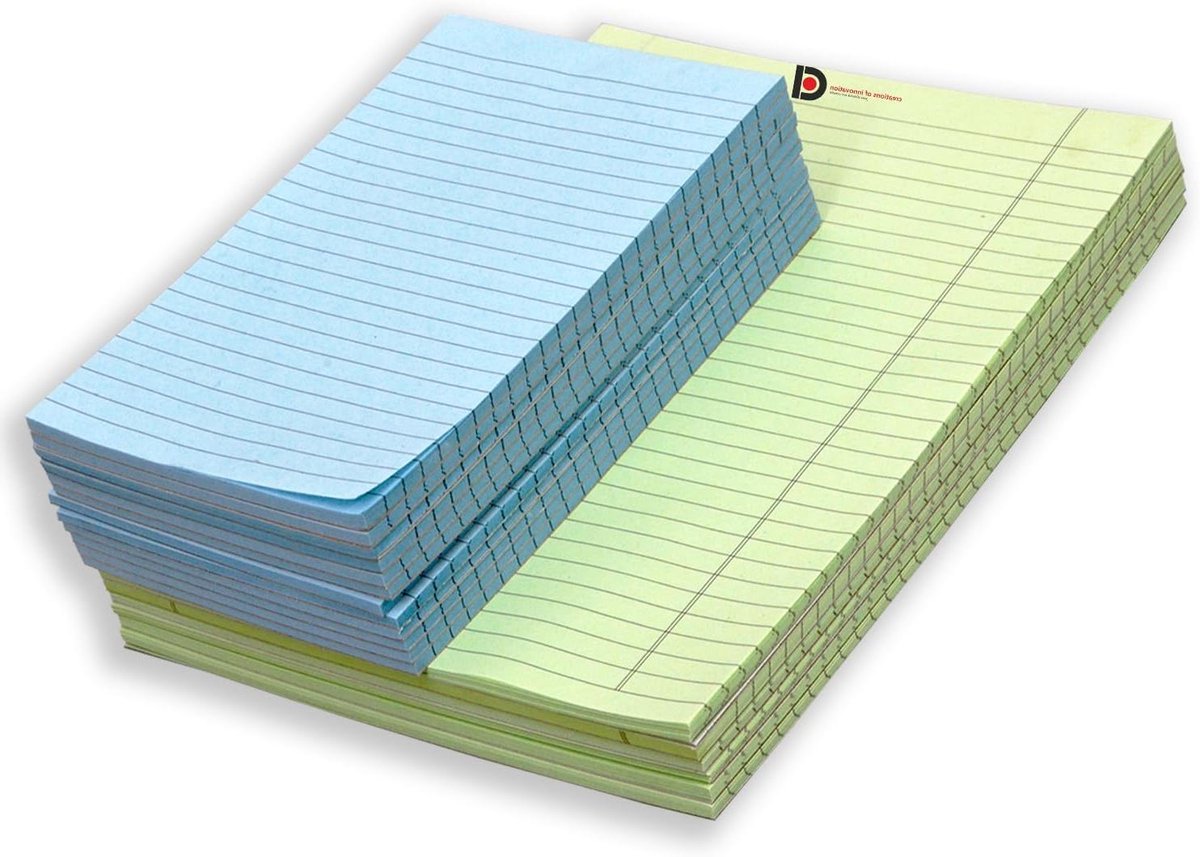 Notitieblokken Gelijnd - Schrijfblokken Kladblokken - Dagelijks Gebruik - Easy Tear Off - 18 Stuks - Groen Blauw
