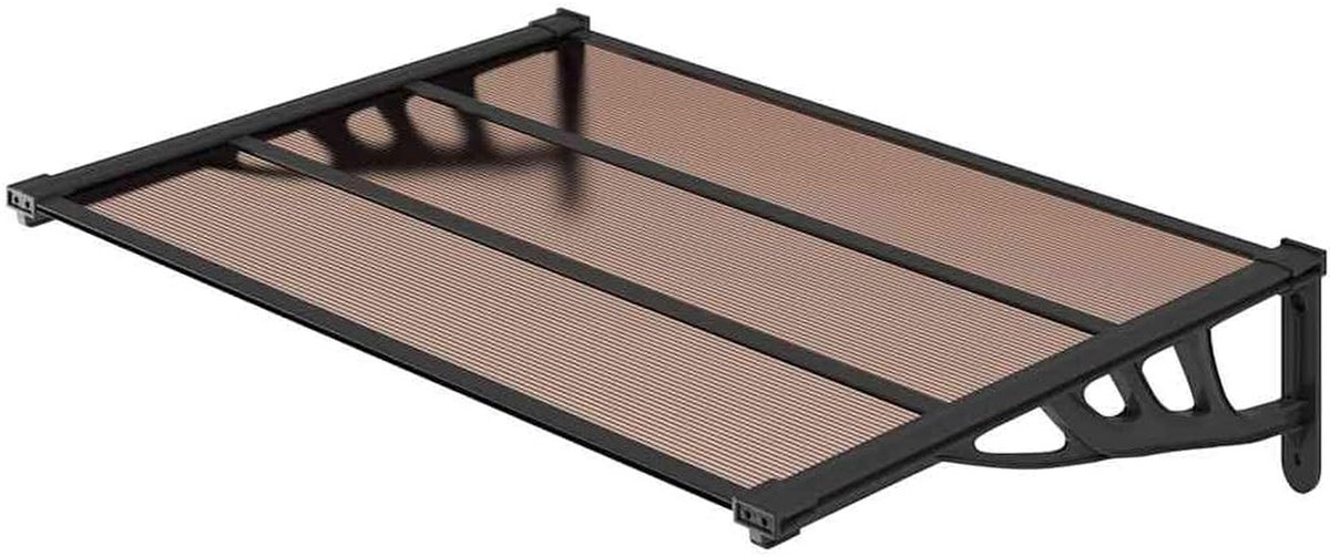 Deurluifel Polycarbonaat - Voordeur Luifel Regenkap - Deur Beschermen - Duurzaam Hol Polycarbonaat - 122x90 cm - Zwart