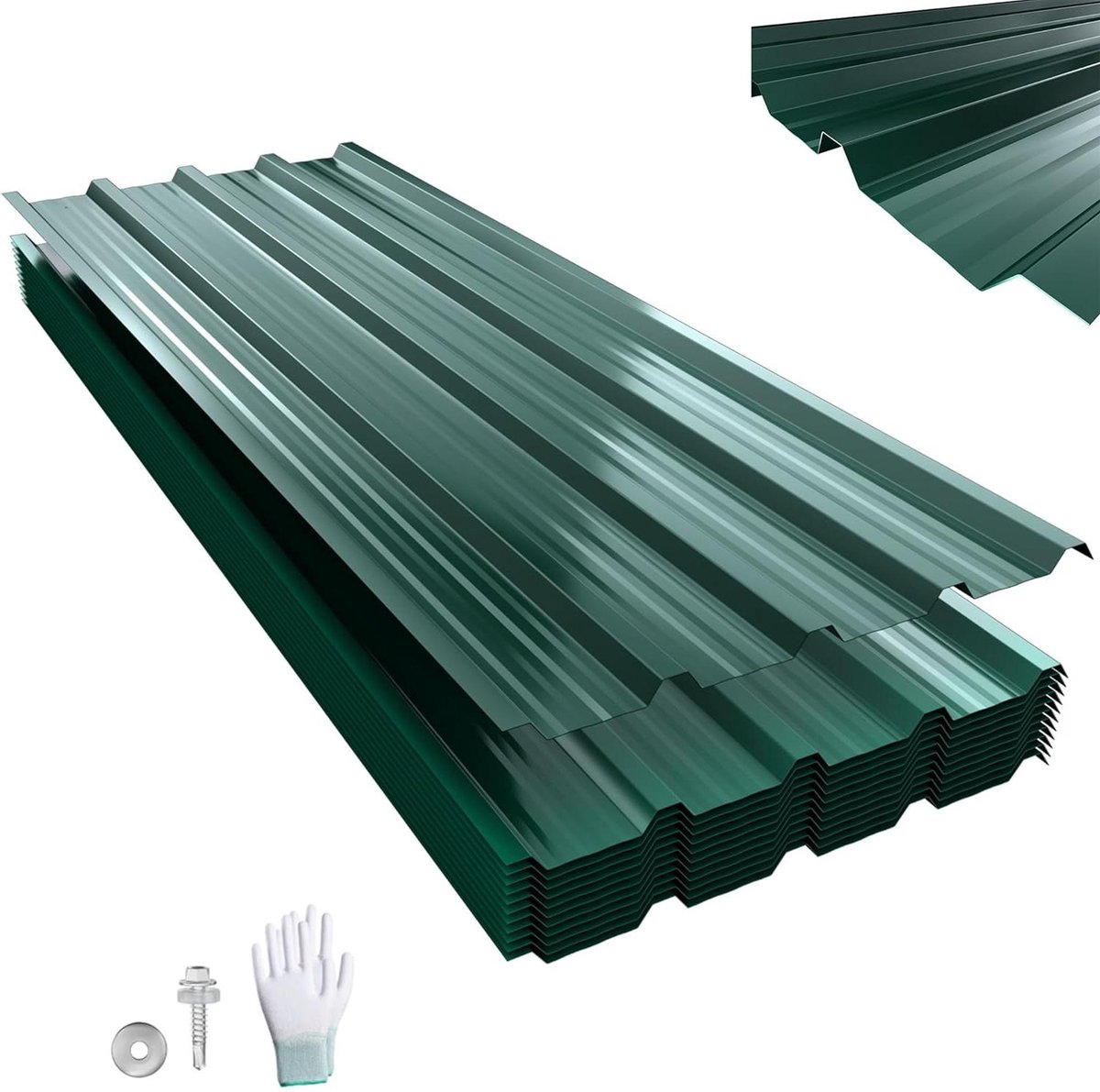 Trapeziumplaten Groen - Dakplaten Metaal - Dak Bedekken - Verzinkt Weerbestendig - 12 stuks 7 m² - Groen
