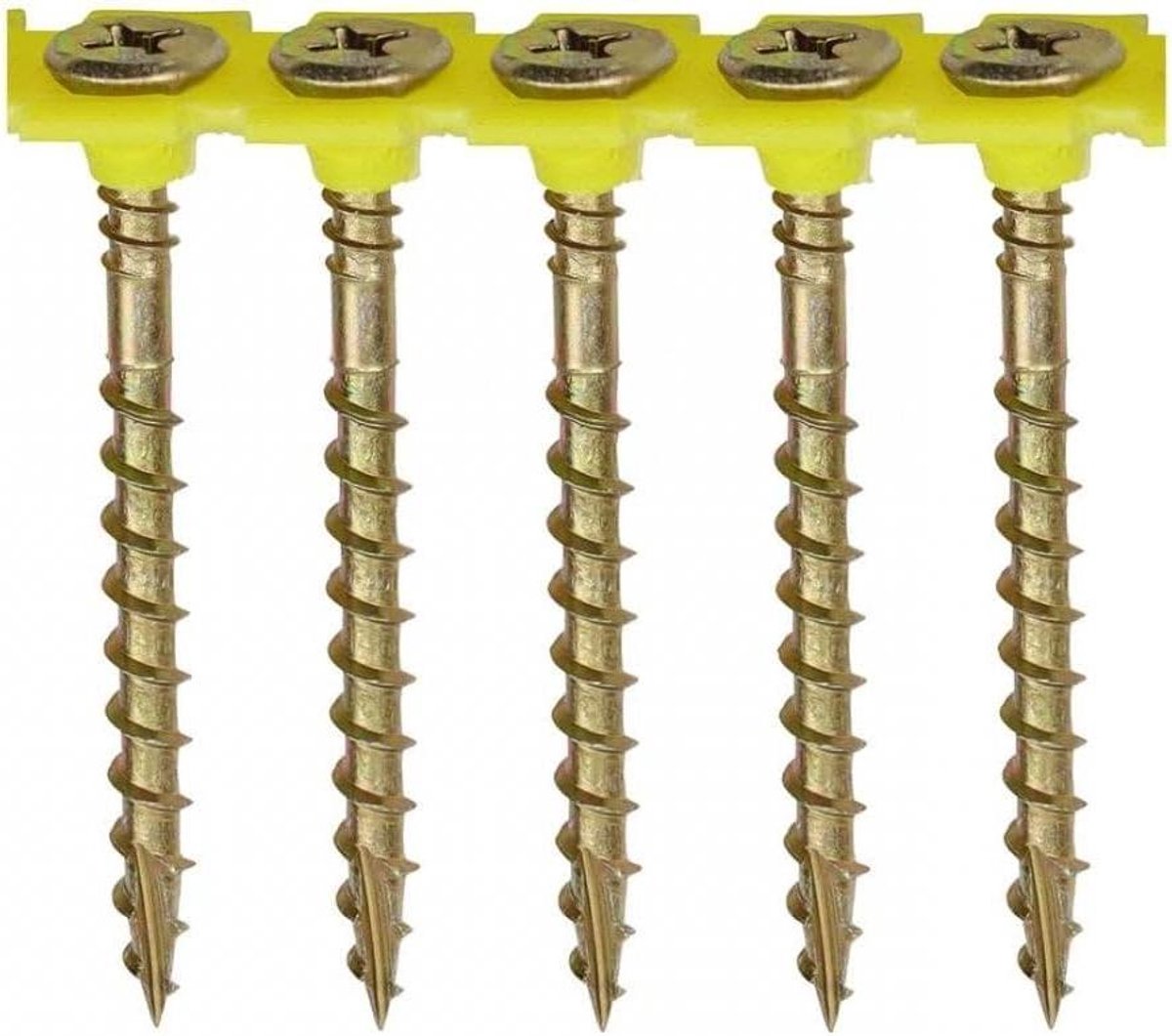 Houtschroeven - Schroeven voor hout - Meubels monteren - Zink geel gepassiveerd - 4.2 x 55 mm - Geel