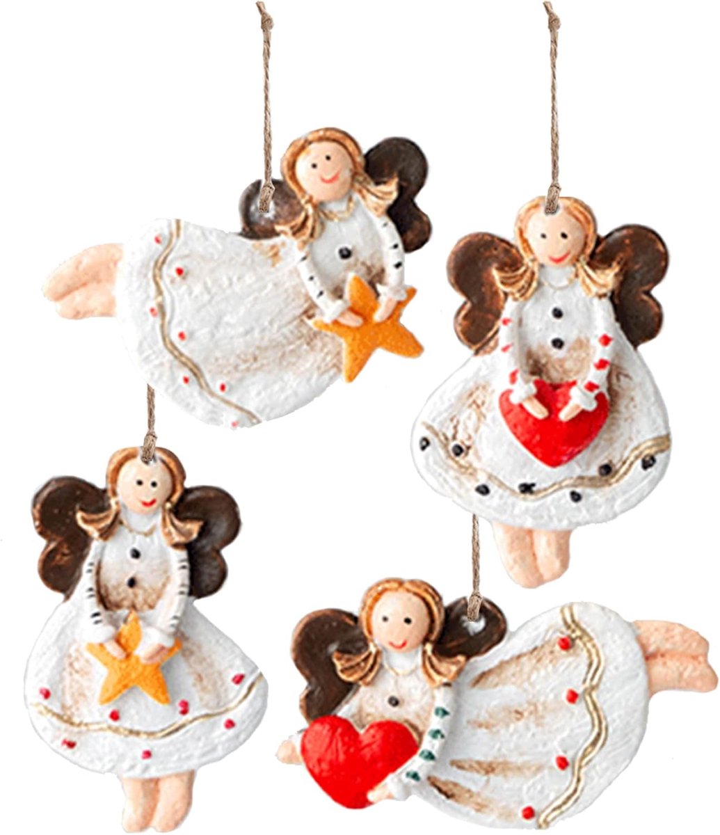 Kerstboomhanger (witte engel 4 stuks)