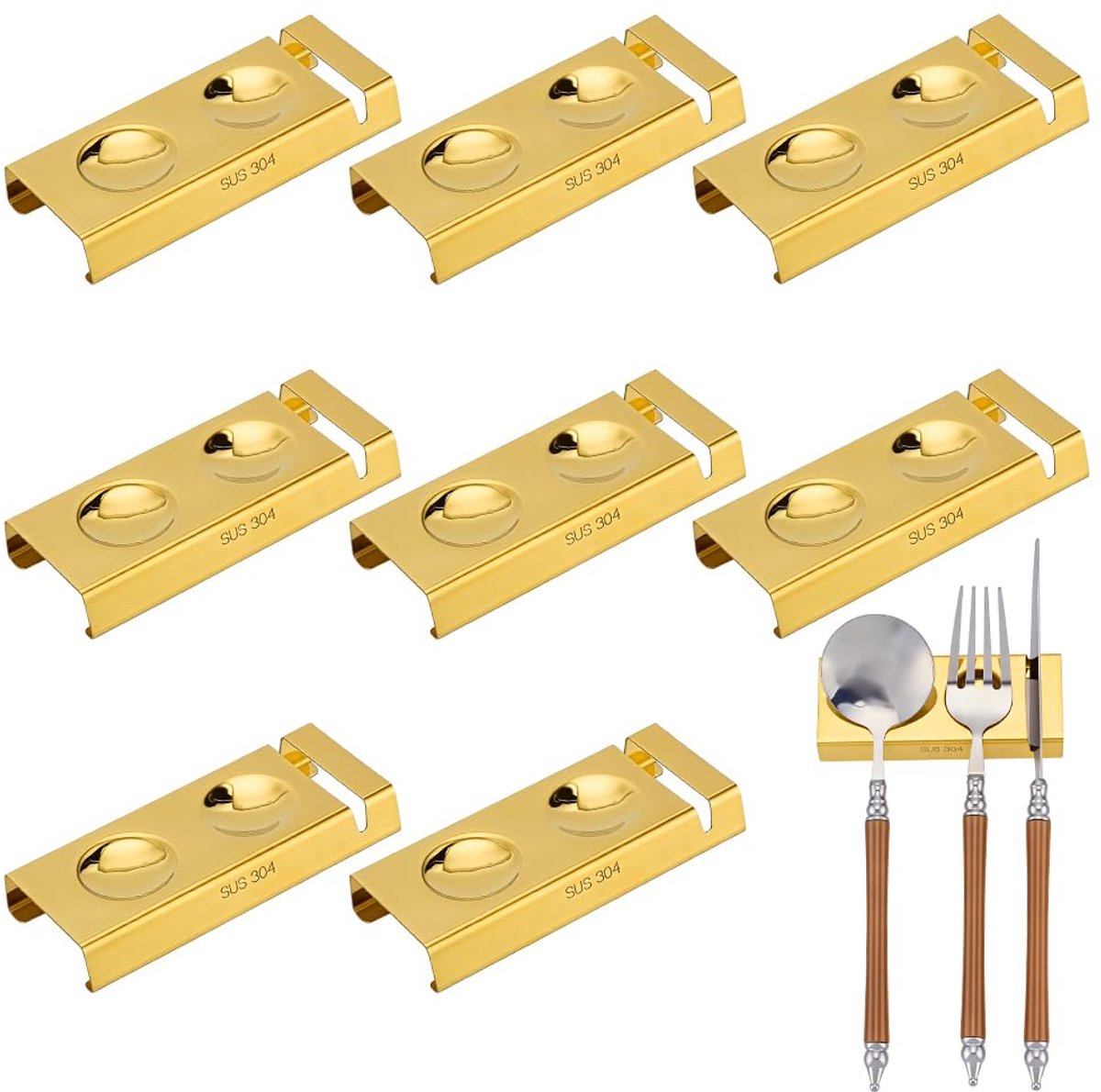 Bestekhouder, eetstokjeshouder, lepel, vork, messenhouder, 304 roestvrij staal, bestekhouder voor eettafel, goud
