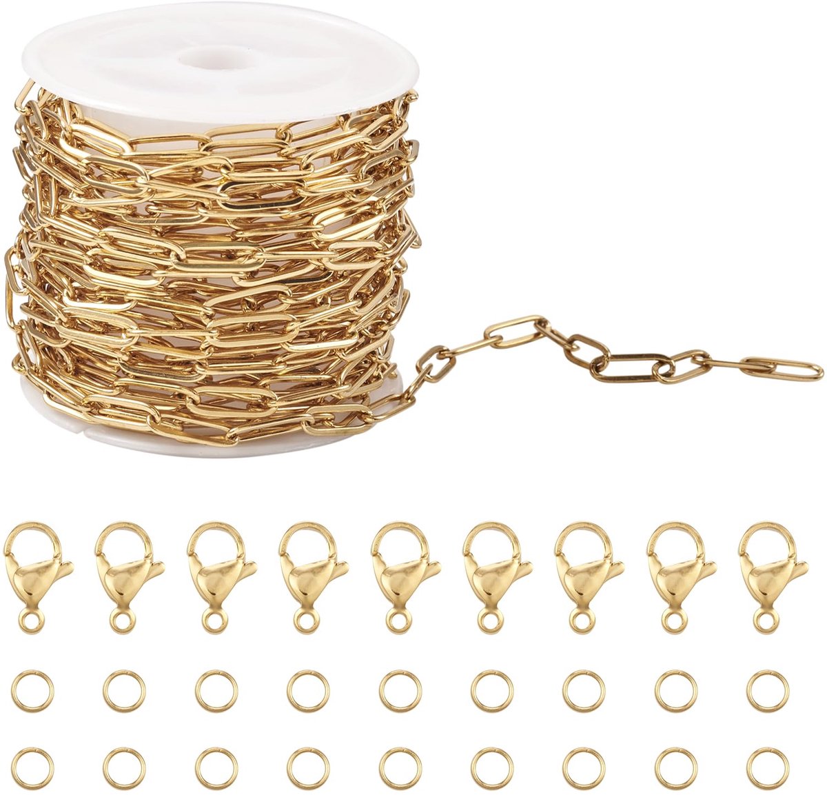 16.4Feet Paperclip Kettingen Sieraden Maken Ketting Kit Met Sluitingen Springen Ringen Mode Stijlvolle Kabel Ketting Voor Diy Ketting Armband Craft