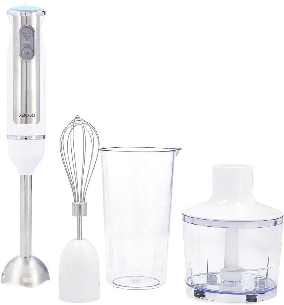 Staafmixer Set - Keukenmixer Accessoires - Eten Bereiden - Roestvrijstalen Schacht - 600 ml Maatbeker - Wit