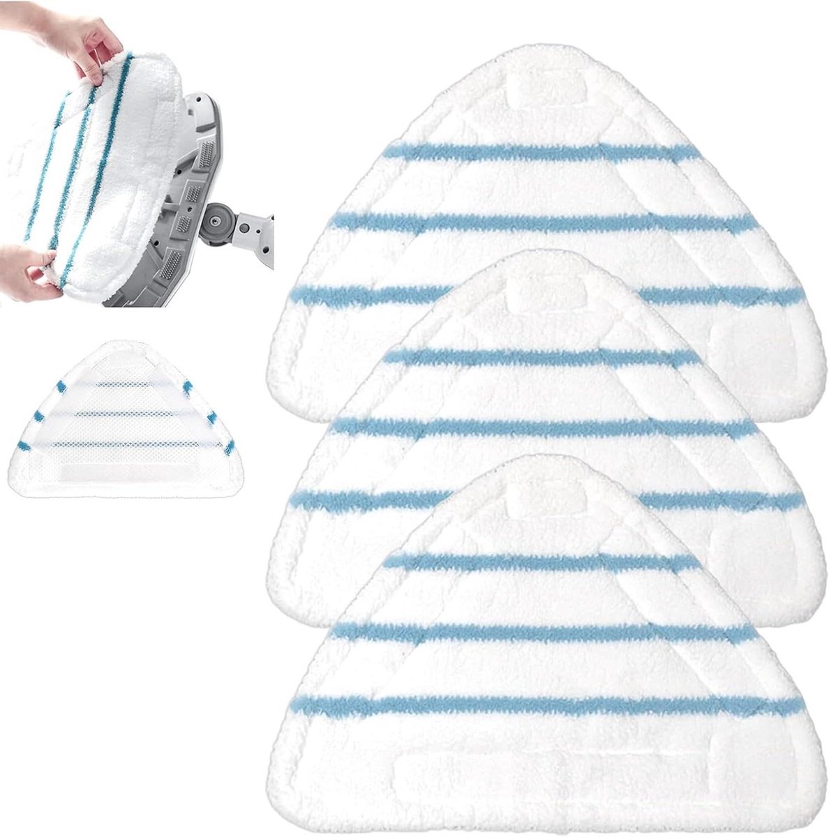 Reservepads Stoomreiniger - Stoomdoeken Vloerdoeken - Vloeren Reinigen - Microvezel Materiaal - 3 stuks - Wit