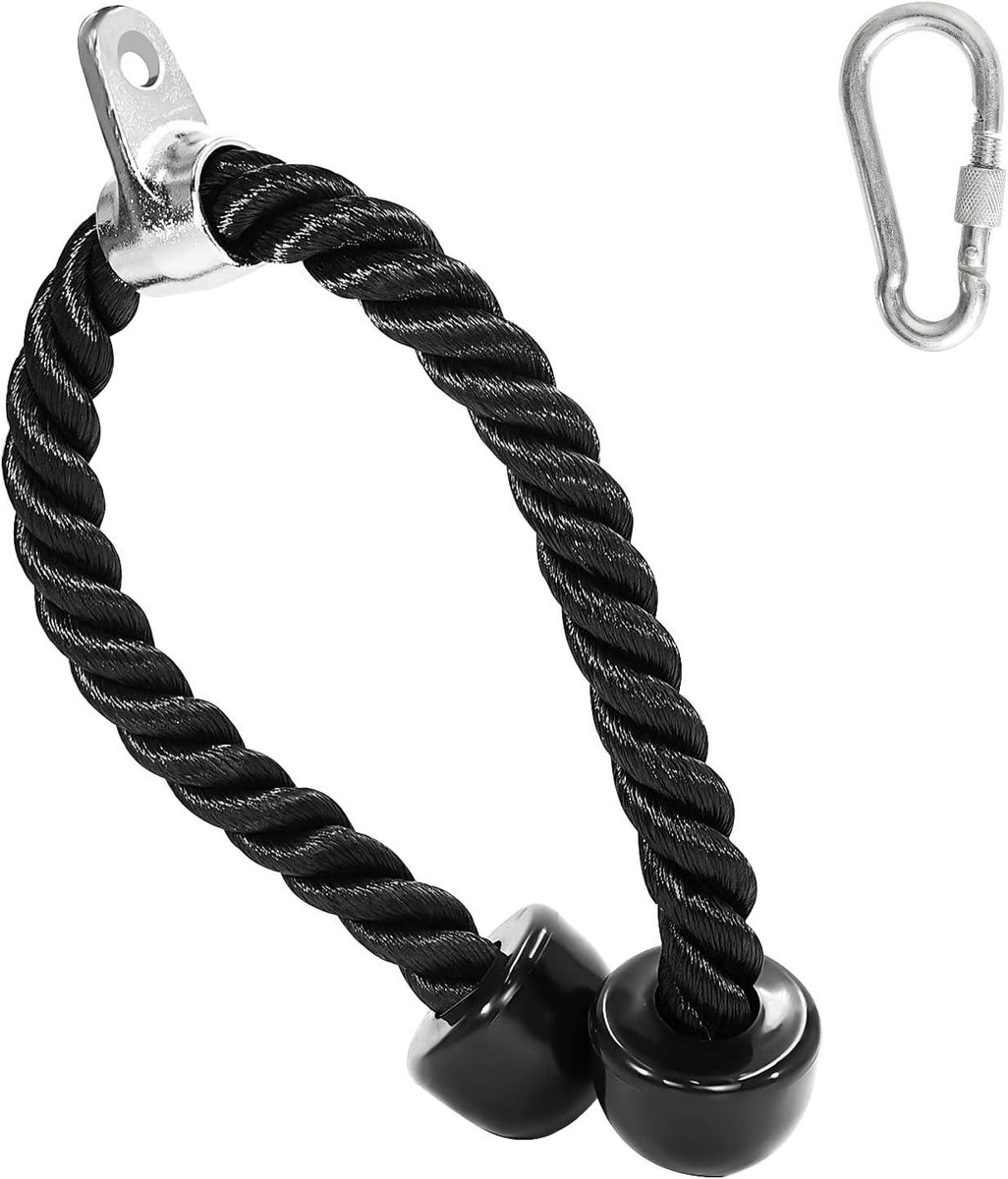 Fitness Kabelhulpstuk - Triceps Touw - Kracht Training - Dubbele Grip - 68.6 cm - Zwart