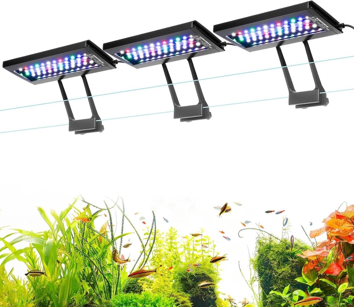 Aquarium Verlichting - Vistank Lamp - Aquarium Verlichten - Drie Kanalen Controller - 36 Watt - Zwart