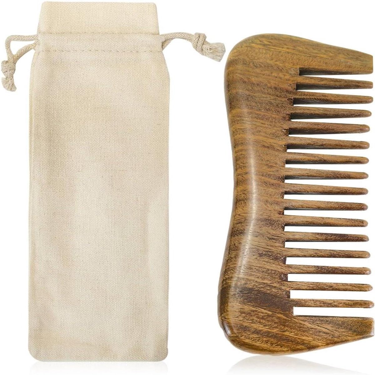 Houten Kam - Sandelhouten Kam Massagekam - Haarverzorging - Natuurlijk Sandelhout - 12 cm - Houtkleur