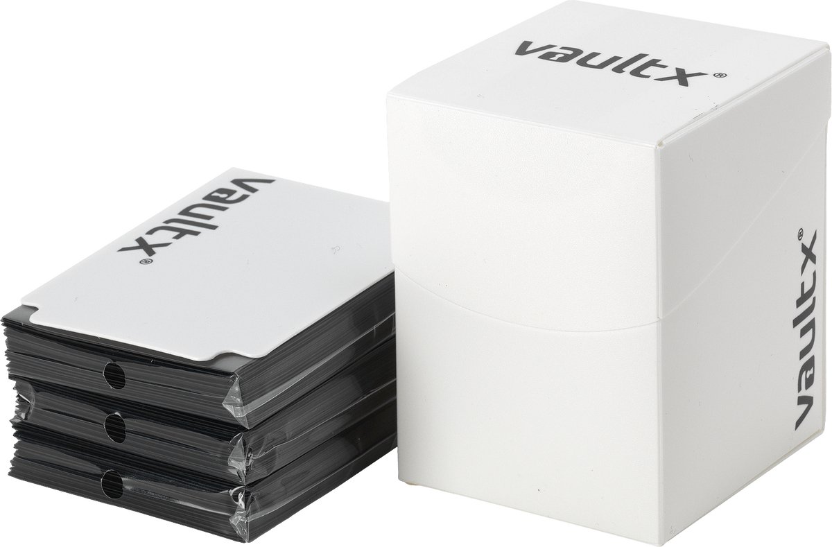 Vault X Deck Box voor Trading Cards en 150 Zwarte Kaarthoezen - Kaartenhouder en Opbergdoo - Wit