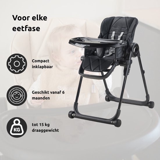 MamaLoes Mason - Baby & Kinder Eetstoel - Verstelbare Kinderstoel - Inklapbaar & Hoogte Verstelbaar - Beige - Max. 15 kg van Merkloos — afbeelding 3