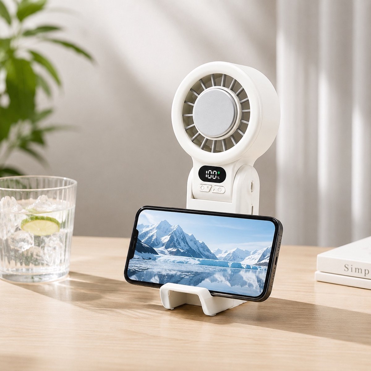 Handventilator Hawaa AirFlex Pro - Opvouwbaar - Met Telefoonhouder - Oplaadbaar