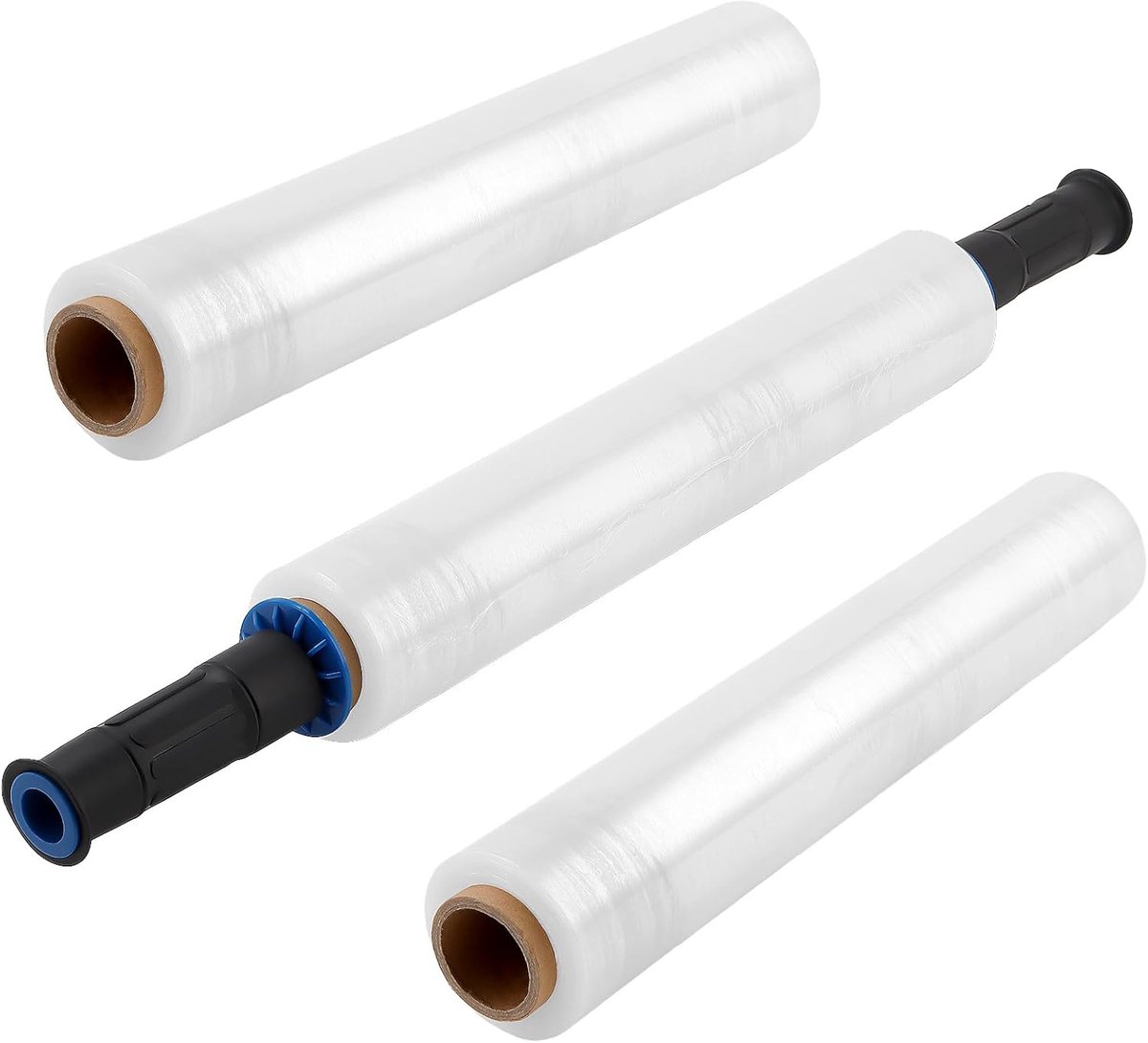 Stretch film 38 cm x 150 m - transparant - 3 rollen - ideaal voor verpakking en bescherming - SnelShoppen
