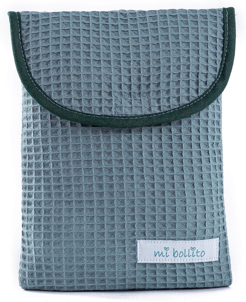 SnelShoppen - Opbergzak voor luiers en babydoekjes, 100% katoen, snel sluiting, praktisch en elegant, voor thuis en onderweg, maat S, groen