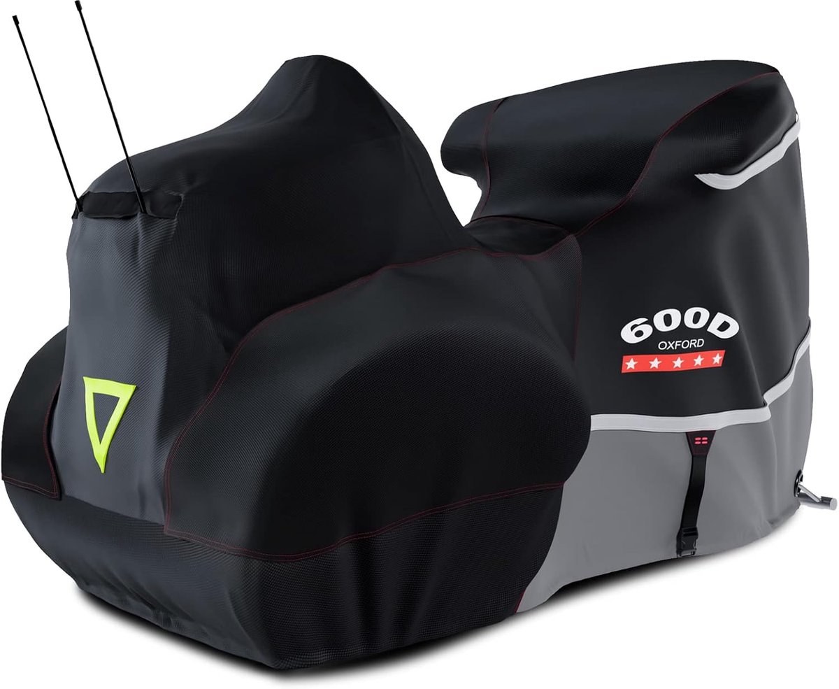 Motorhoes met zij+topkoffer 600D - waterdicht grijs - voor Harley Davidson en Gold Wing - SnelShoppen