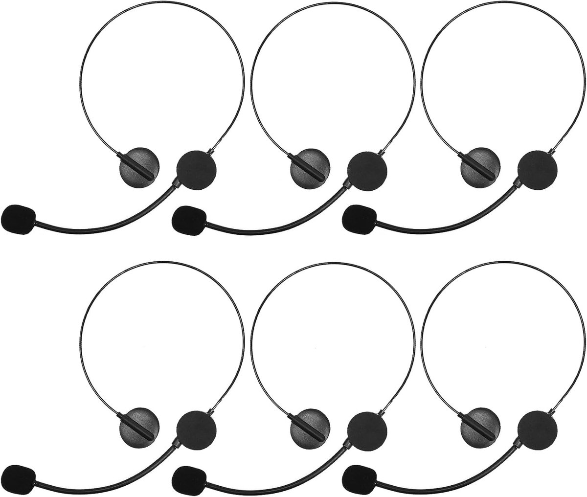 SnelShoppen - 6 Stuks Radio Telefoon Headset Accessoire - Fantasiekostuum Hoofdband met Microfoon - Zwart - Rockstar Accessoire voor Maskerade Bal Cos