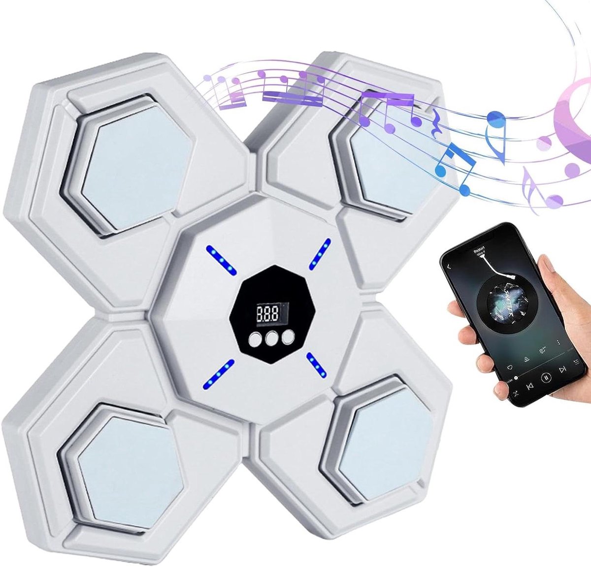 Boksmachine Muziek - Bokstrainer Wand - Fitness Thuis - Intelligent Tellen - 40.5 cm - Zwart
