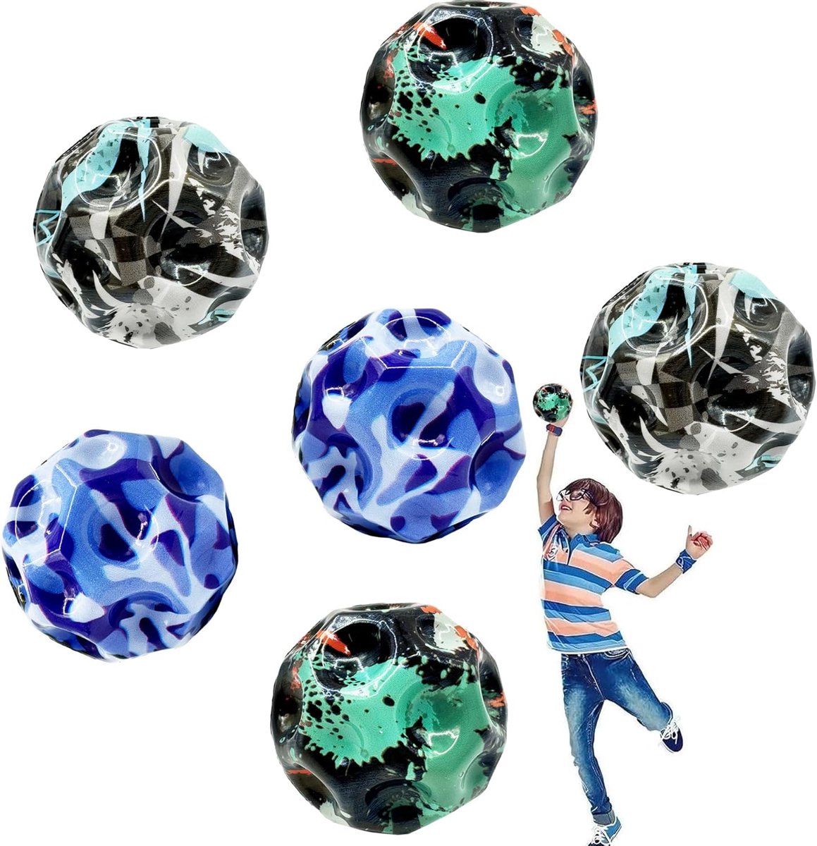 Springbal 7 cm - Pack van 6 - In 6 Kleuren - Voor Stressverlichting en Speelplezier - SnelShoppen