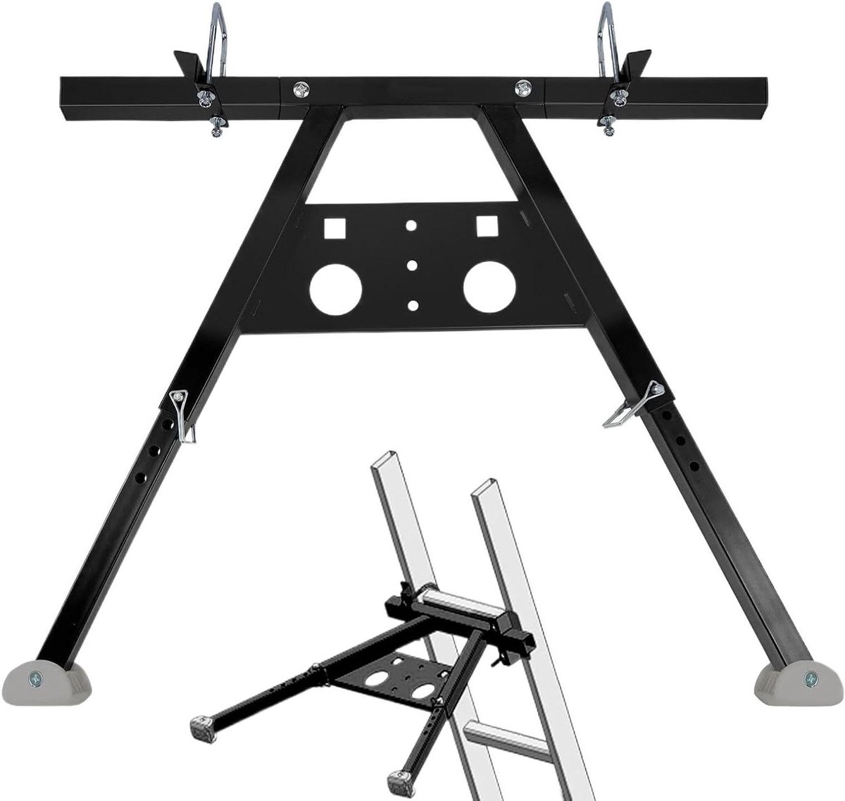 Ladder Stabilisator - Ladderhaken Dakgoot - Veilig Werken - Verstelbaar Ontwerp - 66-86 cm Breed - Zwart