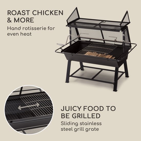 Blumfeldt 2-in-1 Rotisserie BBQ - Houtskoolgrill met Draaispit voor Kip en Speenvarken, RVS Grillrooster, Vonkenscherm en Regenhoes van Blumfeldt — afbeelding 2